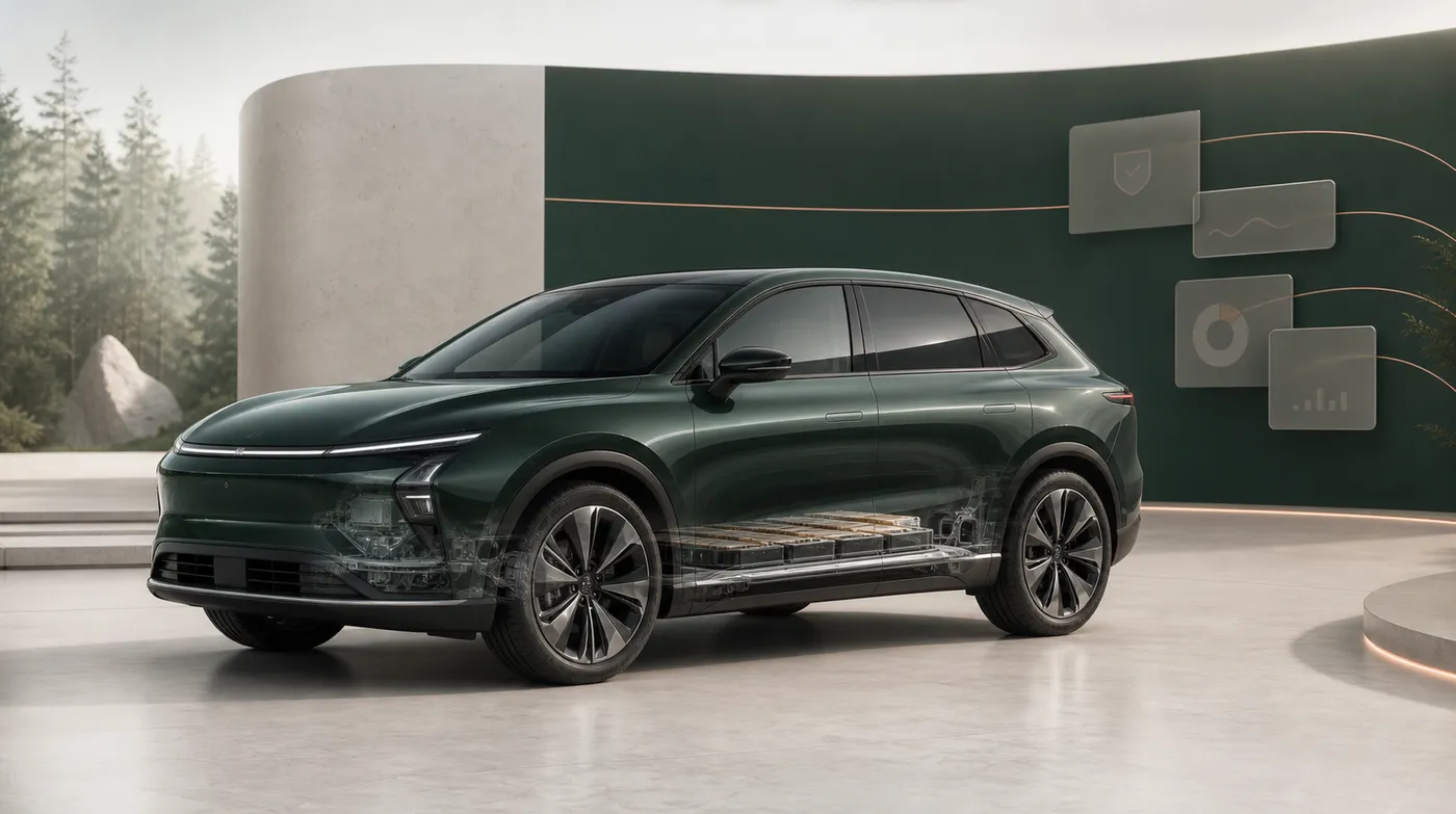 3D-Elektroauto mit visualisierter Batterieplattform